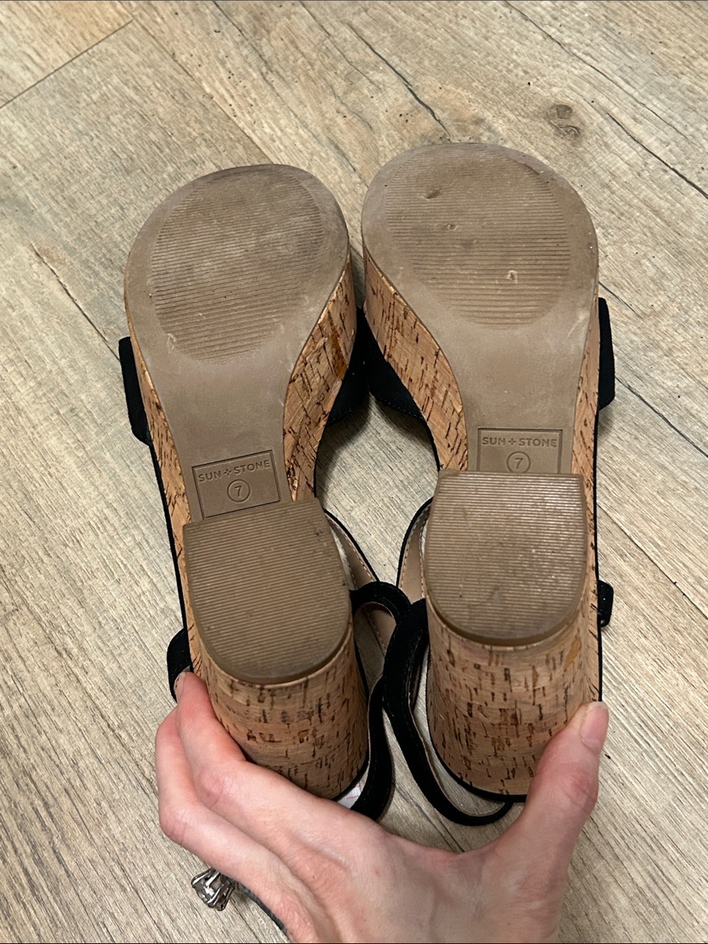 Sun + Stone Black Cork Platform Sandals - Picture 6 of 7